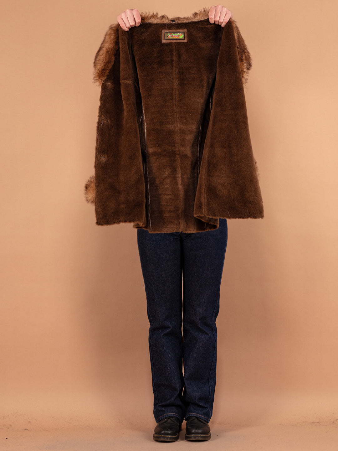 Vintage 90's Women Suede Sherpa Coat in Brown - NorthernGrip