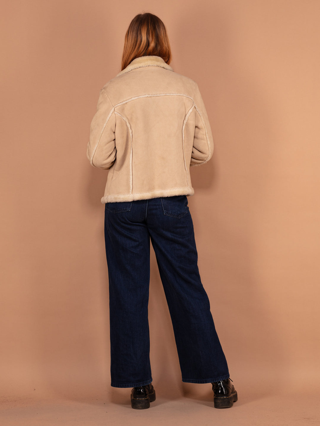 Vintage 00's Women Sherpa Lined Jacket in Beige - NorthernGrip