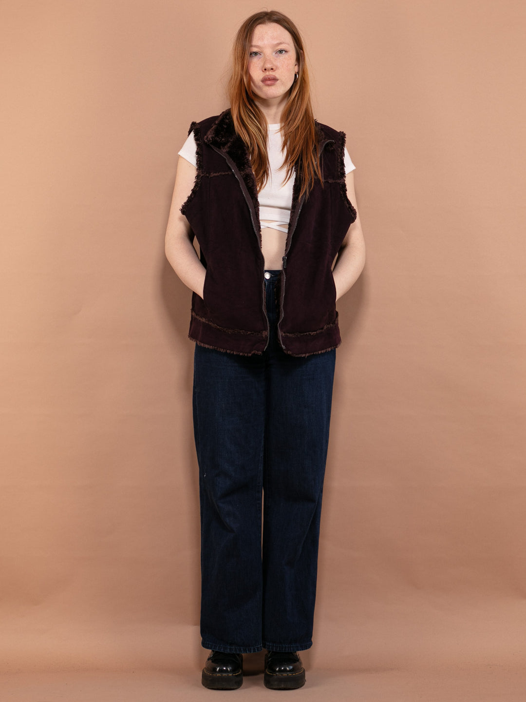 Vintage 00's Women Faux Shearling Vest in Purple - NorthernGrip