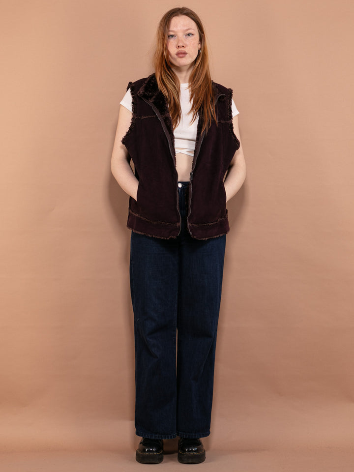 Vintage 00's Women Faux Shearling Vest in Purple - NorthernGrip