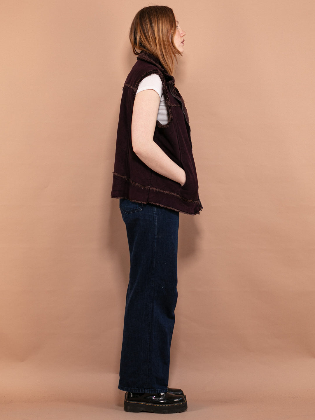 Vintage 00's Women Faux Shearling Vest in Purple - NorthernGrip