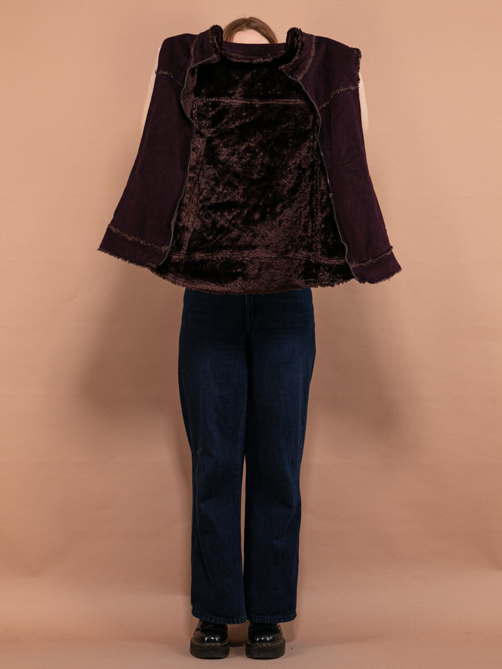 Vintage 00's Women Faux Shearling Vest in Purple - NorthernGrip