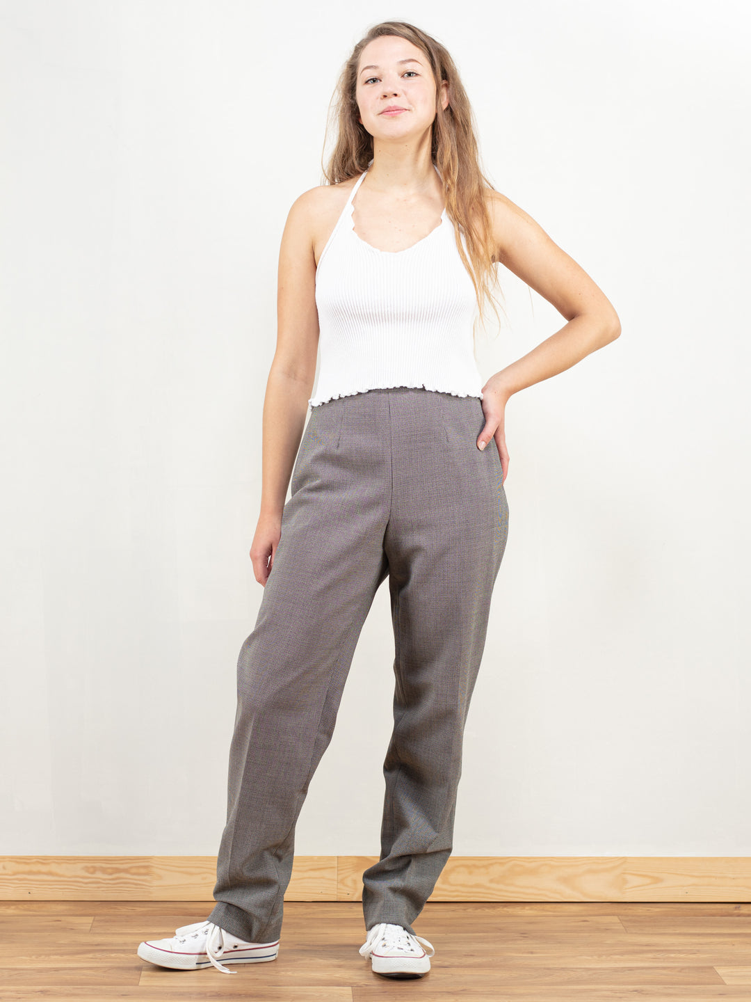 Vintage 90's Houndstooth Grey Pants Women - NorthernGrip