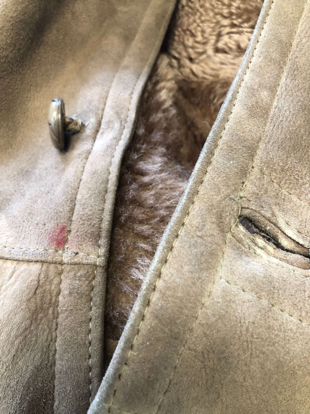 Vintage 80's Women Sheepskin Shearling Coat in Beige - NorthernGrip