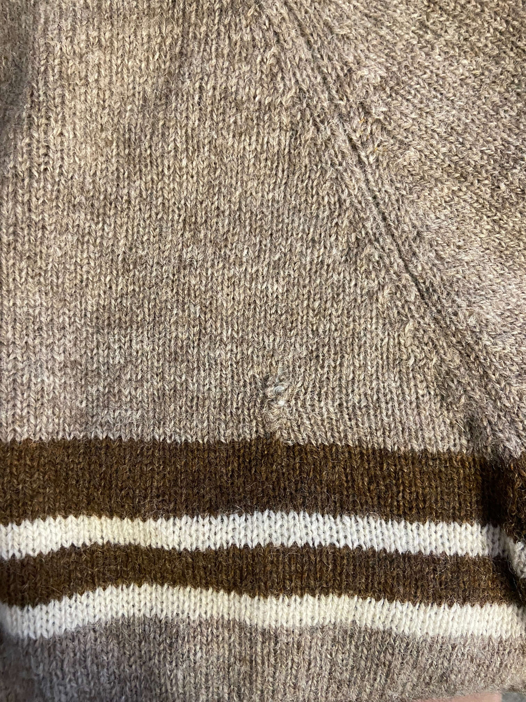 Vintage 70's Women Striped Wool Cardigan in Brown - NorthernGrip