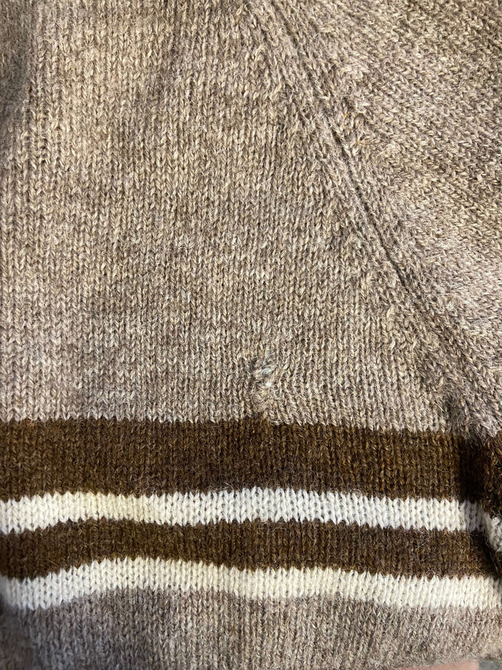 Vintage 70's Women Striped Wool Cardigan in Brown - NorthernGrip