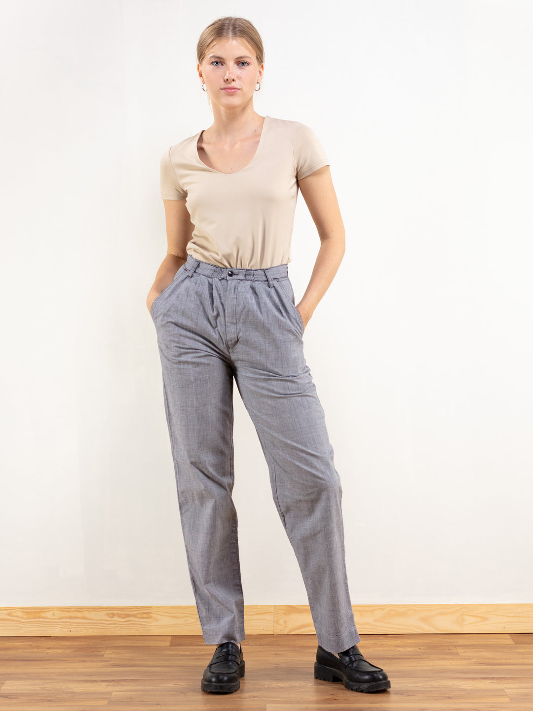 Vintage 90's Plaid Women Casual Pants - NorthernGrip