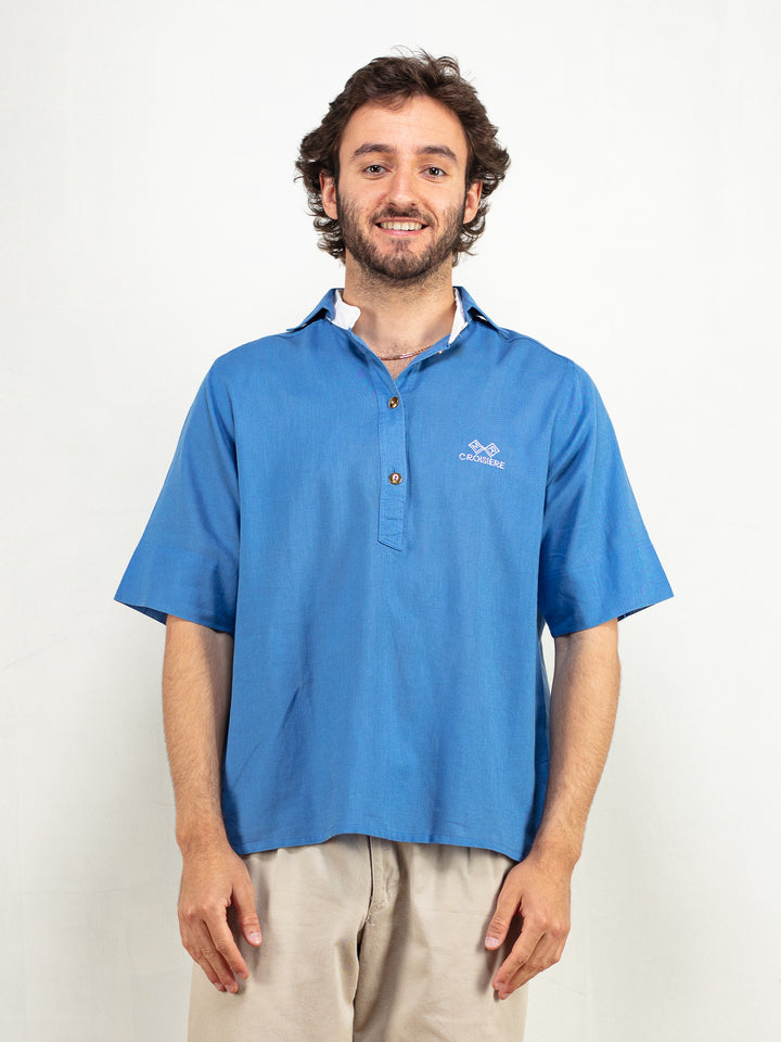 Vintage Men 90's Blue Polo Shirt - NorthernGrip