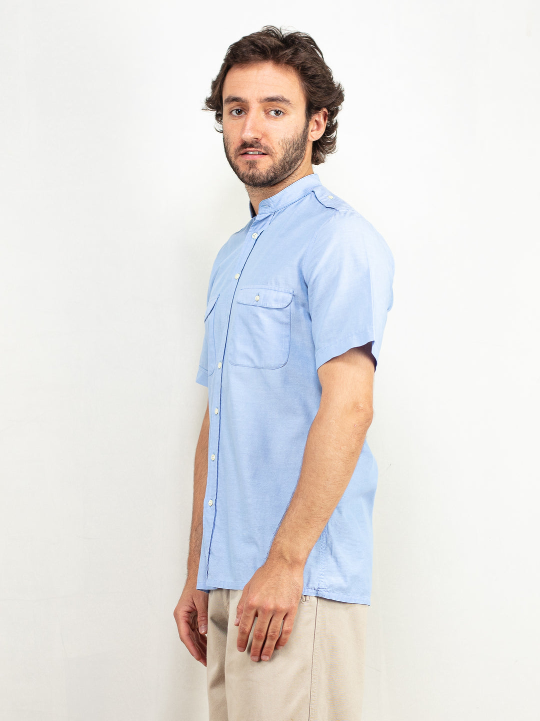 Vintage Men 90's Collarless Shirt - NorthernGrip