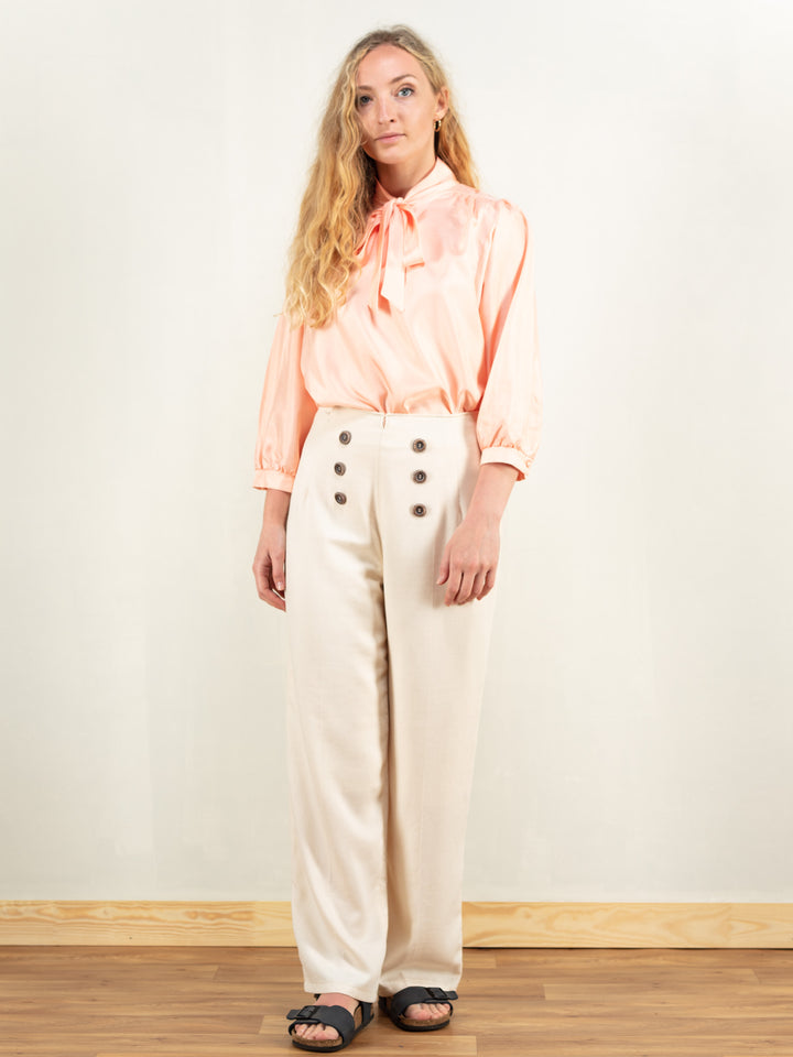 Vintage 80's Women Pastel Pink Summer Blouse - NorthernGrip