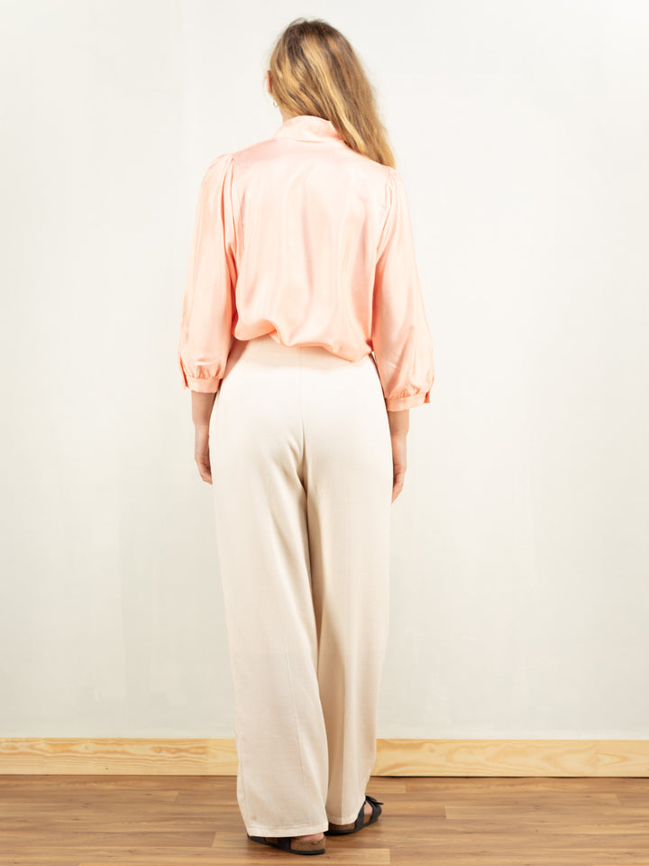 Vintage 80's Women Pastel Pink Summer Blouse - NorthernGrip