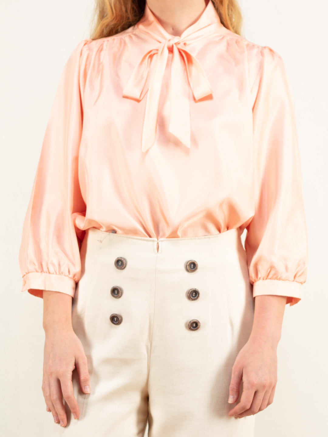 Vintage 80's Women Pastel Pink Summer Blouse - NorthernGrip