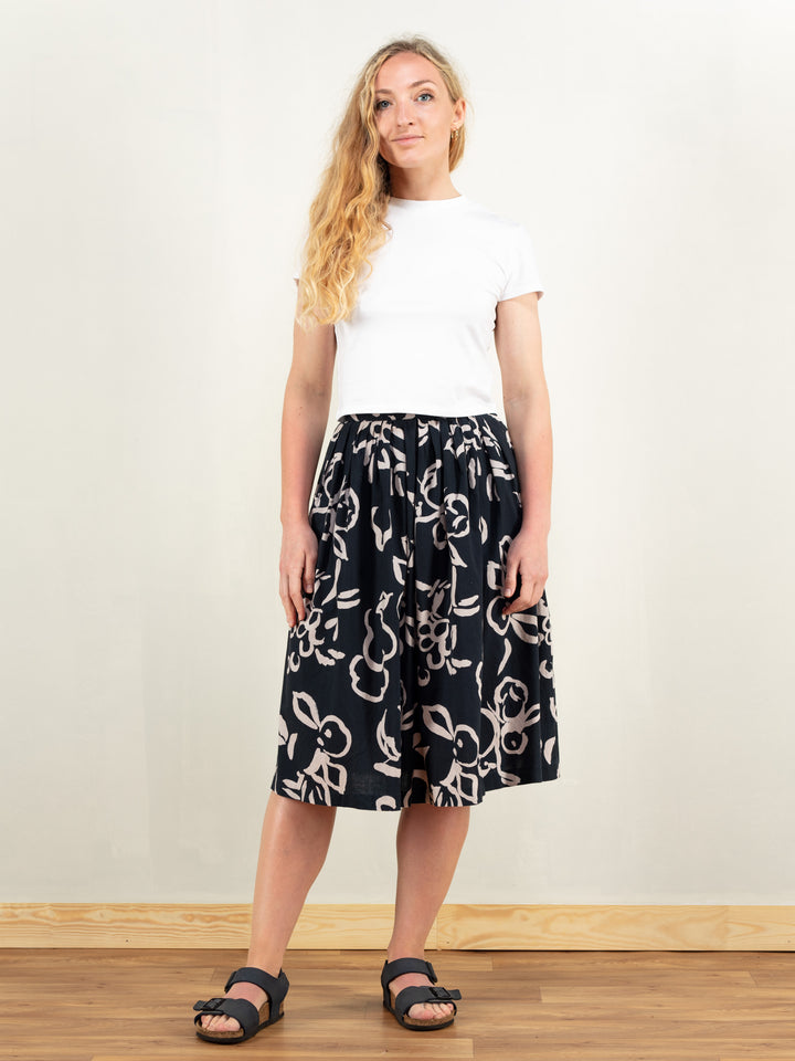 Vintage 80's Black Women Midi Skirt - NorthernGrip