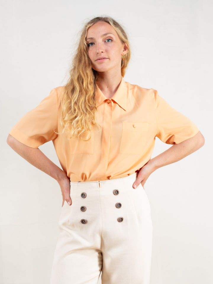 Vintage 90's Women Casual Orange Blouse - NorthernGrip