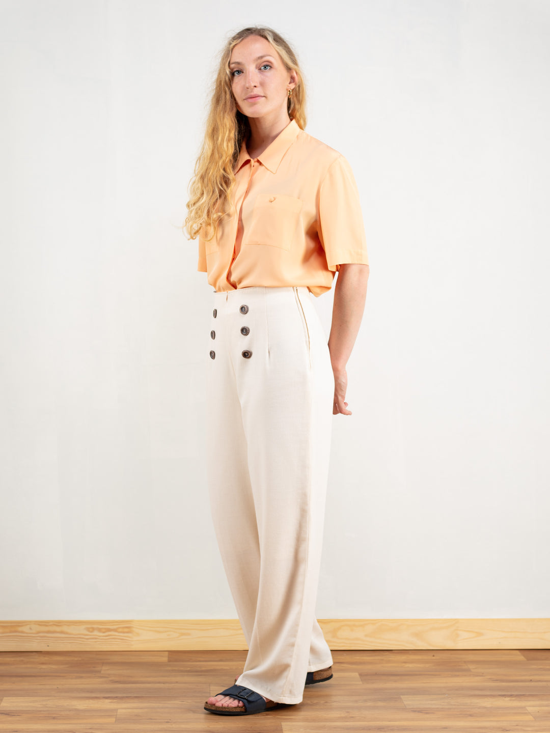 Vintage 90's Women Casual Orange Blouse - NorthernGrip