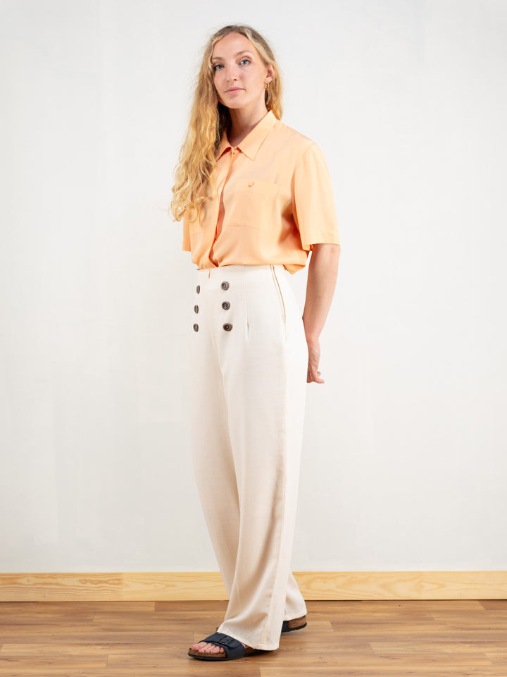 Vintage 90's Women Casual Orange Blouse - NorthernGrip