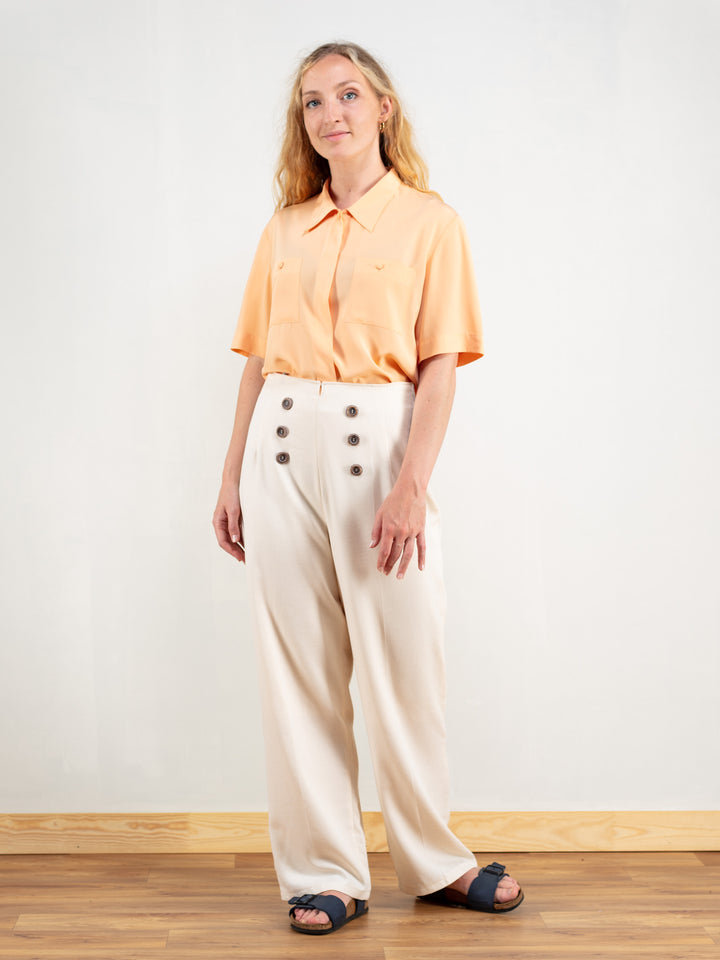 Vintage 90's Women Casual Orange Blouse - NorthernGrip
