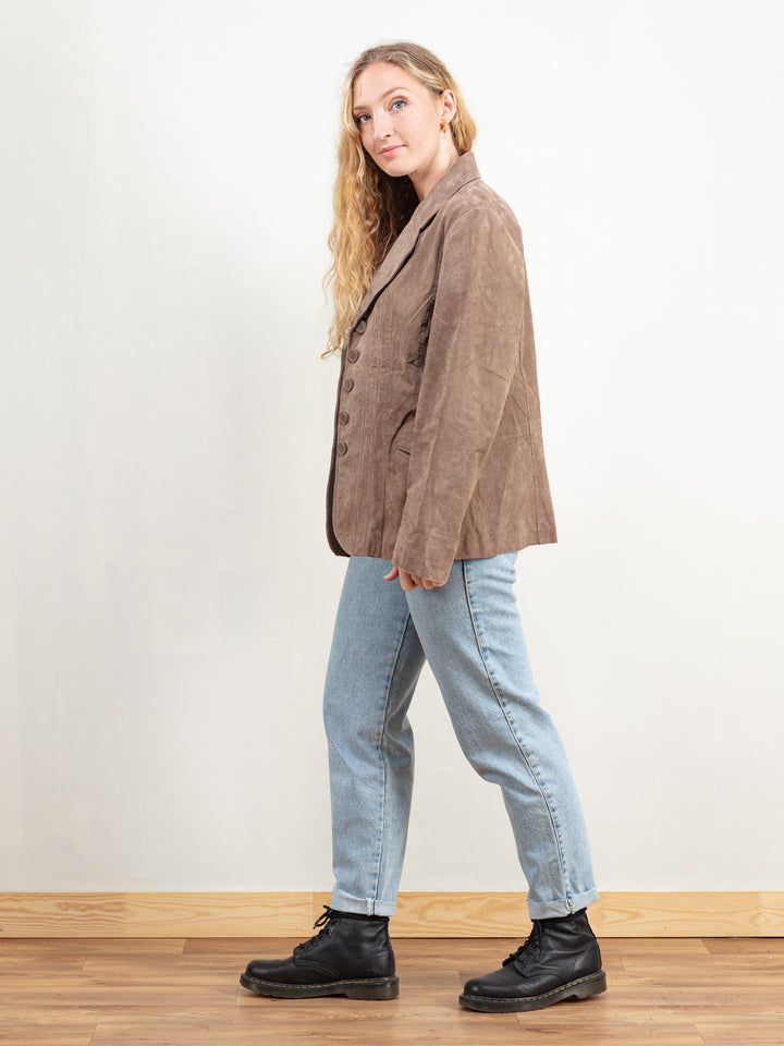 Vintage 80's Blazer Women Suede Jacket - NorthernGrip
