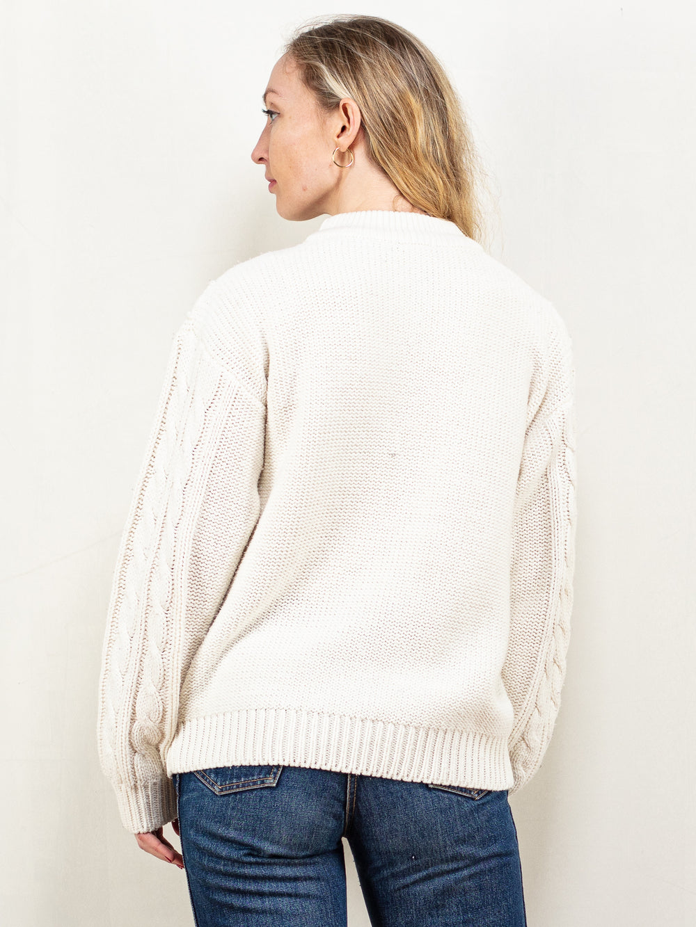 Vintage 80's Women Knit Sweater in Cream - NorthernGrip