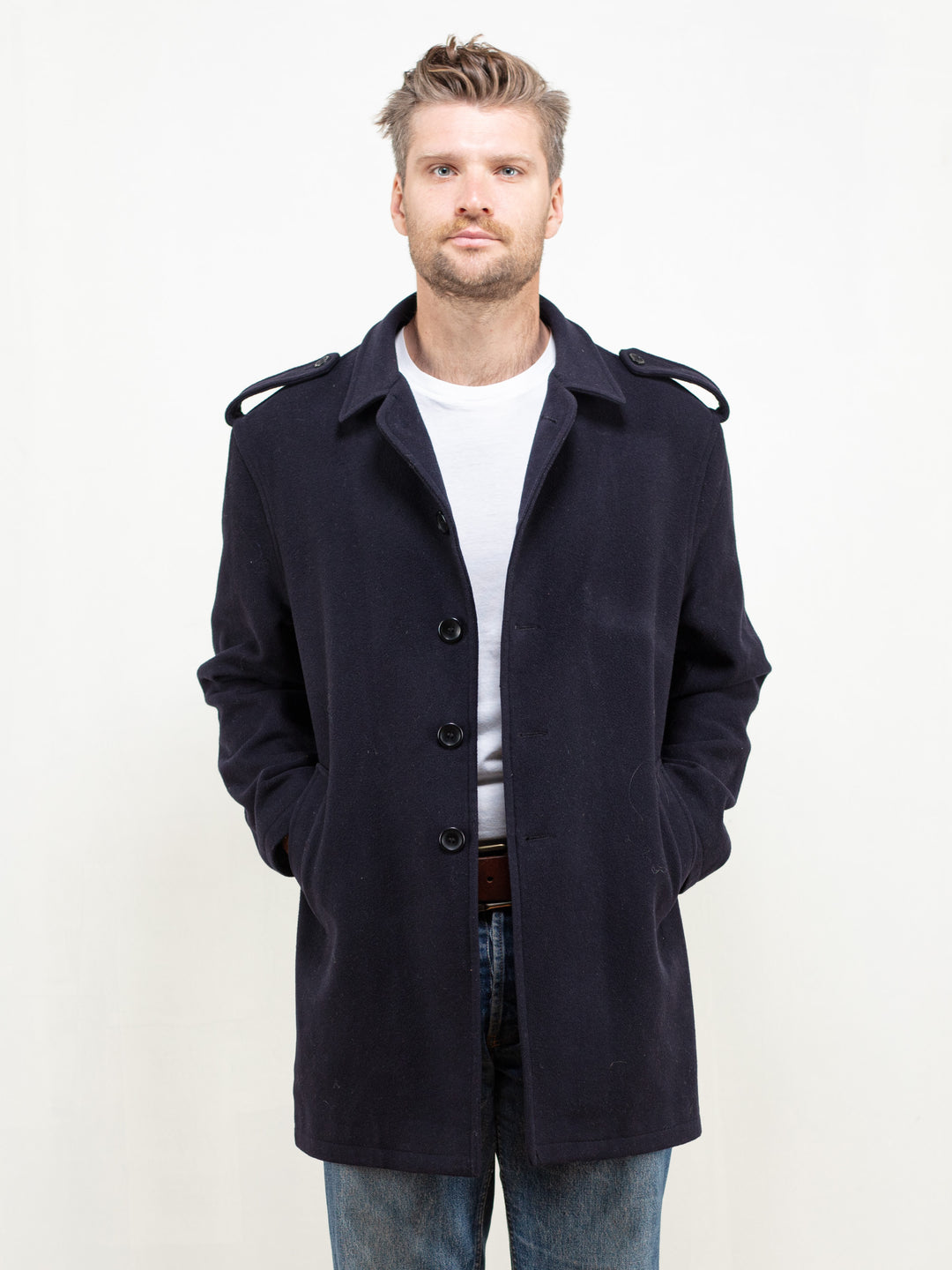 Vintage 90's Blue Wool Peacoat Men - NorthernGrip