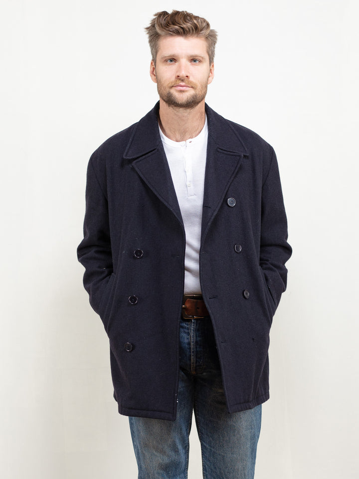 Vintage 80's Navy Blue Wool Coat - NorthernGrip