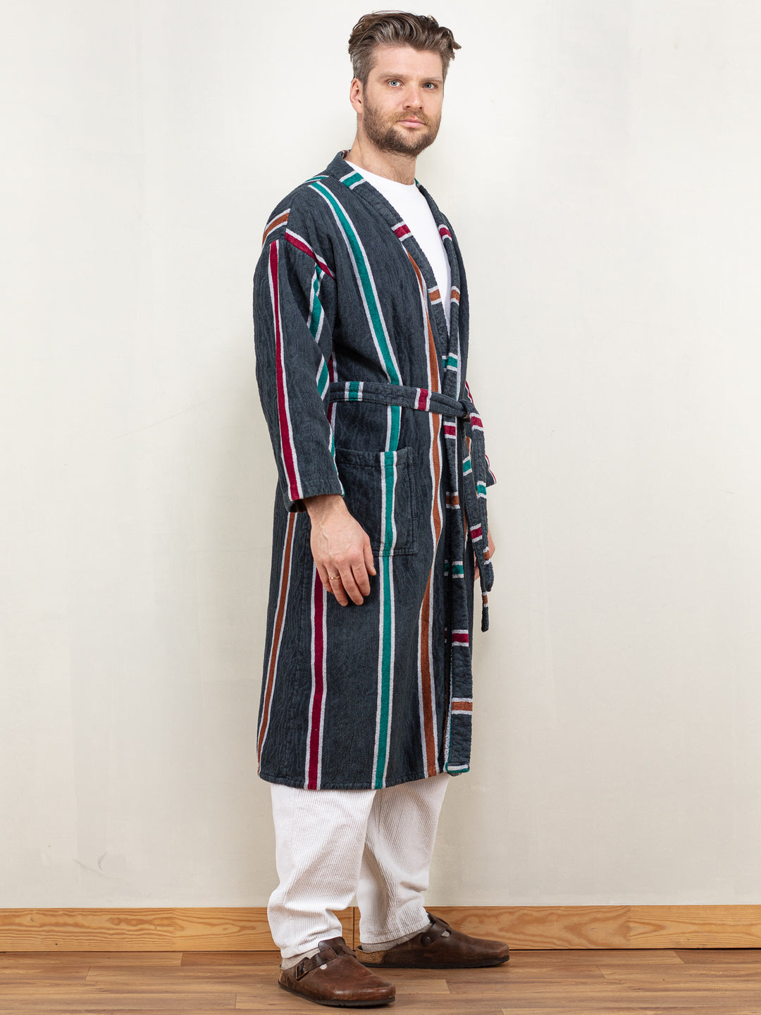 Vintage 80's Men Terry Bathrobe in Grey - NorthernGrip