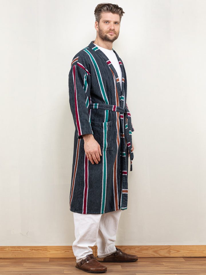Vintage 80's Men Terry Bathrobe in Grey - NorthernGrip