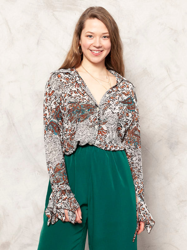 Vintage 90's Animal Print Women Blouse - NorthernGrip