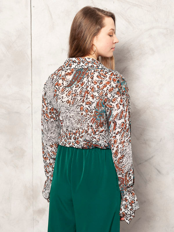 Vintage 90's Animal Print Women Blouse - NorthernGrip
