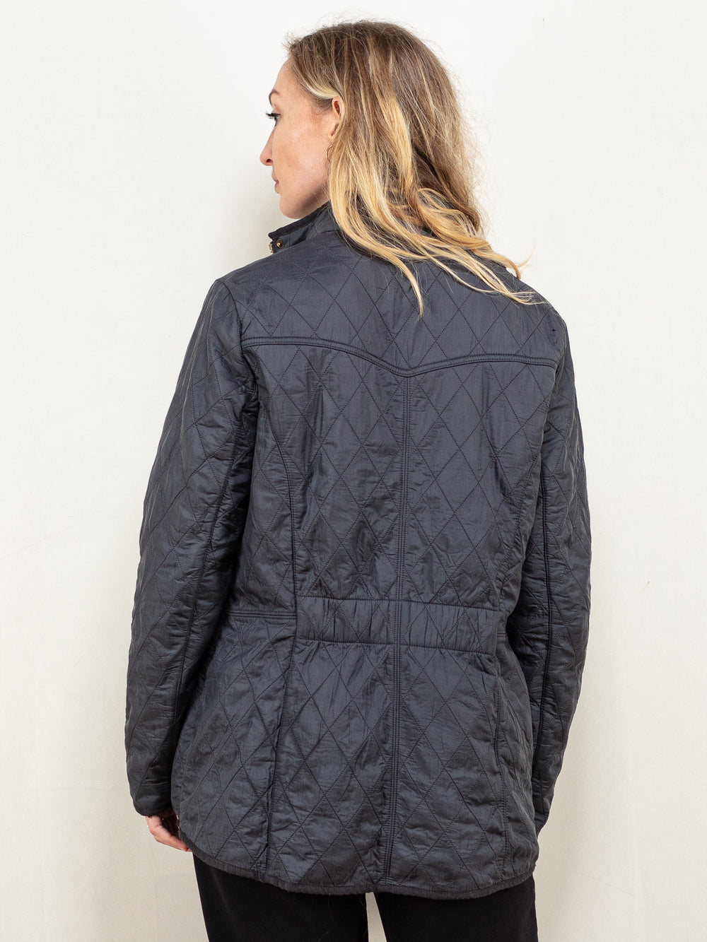Vintage 00's Women BARBOUR Quilted Jacket in Dark Grey - NorthernGrip