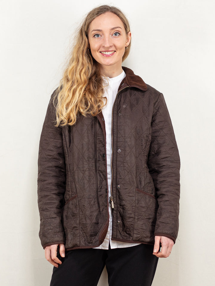 Vintage 00's Women BARBOUR Polarquilt Jacket in Brown - NorthernGrip