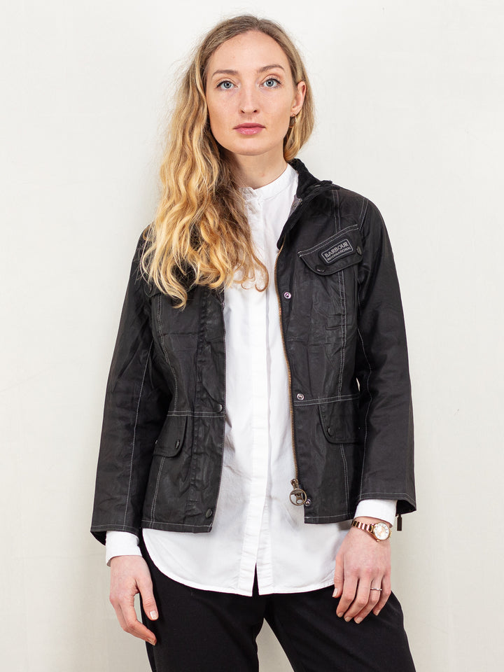 Vintage 00's Women BARBOUR Cotton Waxed Jacket in Black - NorthernGrip