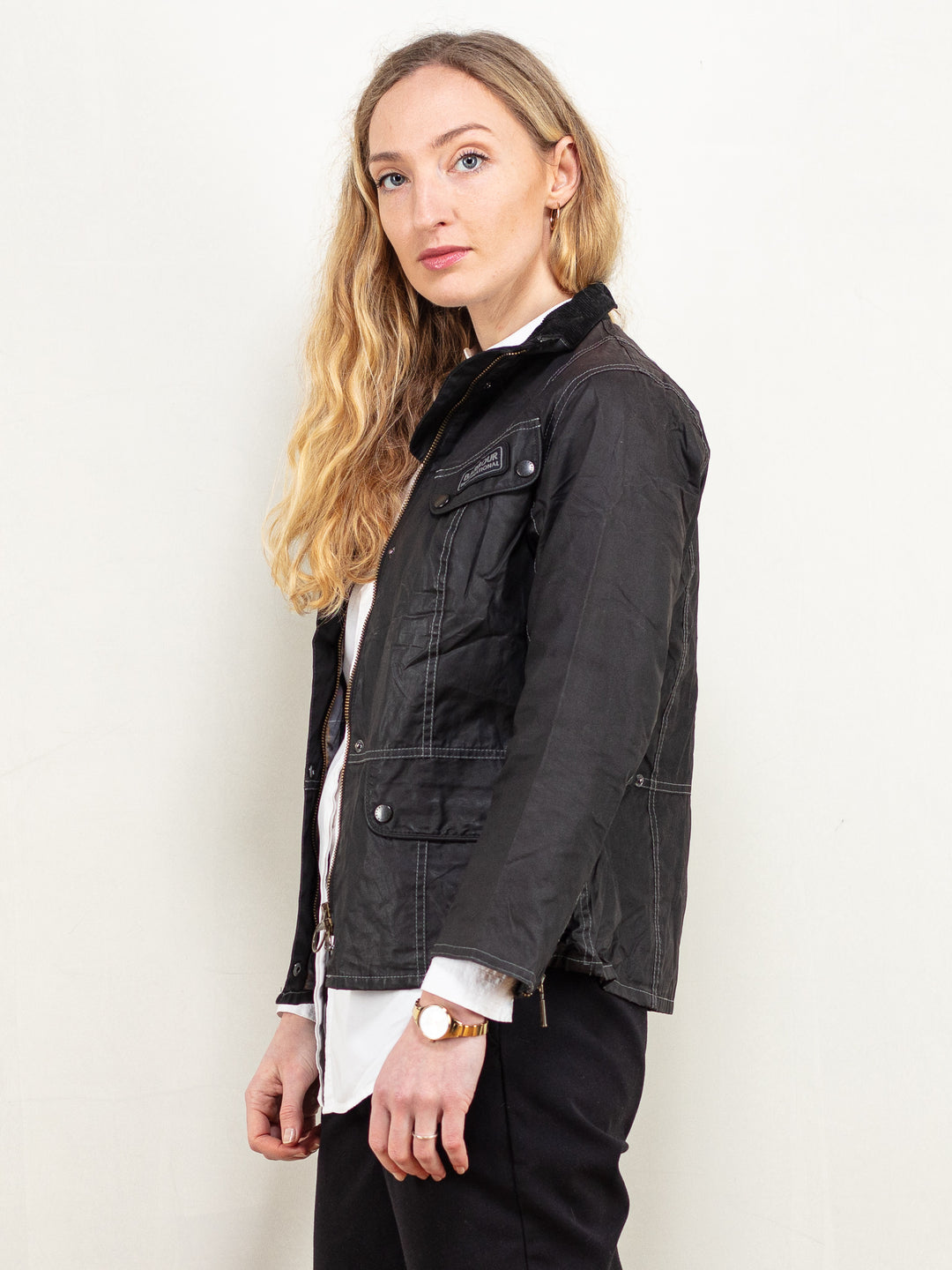 Vintage 00's Women BARBOUR Cotton Waxed Jacket in Black - NorthernGrip