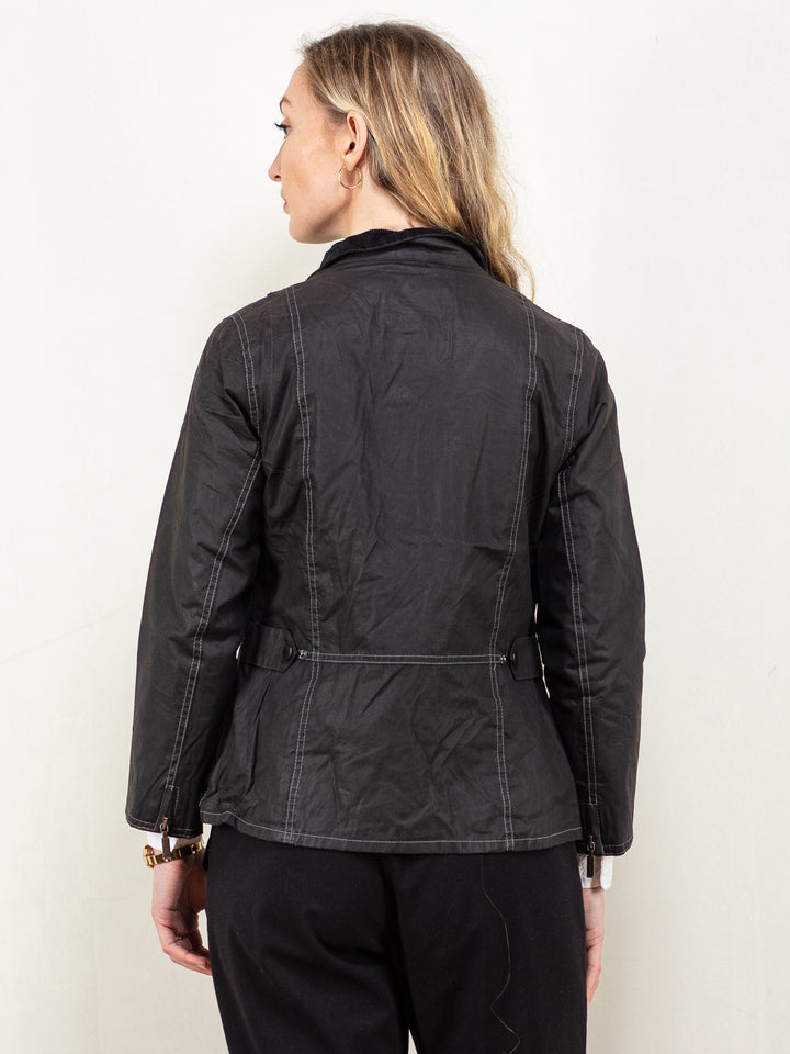 Vintage 00's Women BARBOUR Cotton Waxed Jacket in Black - NorthernGrip