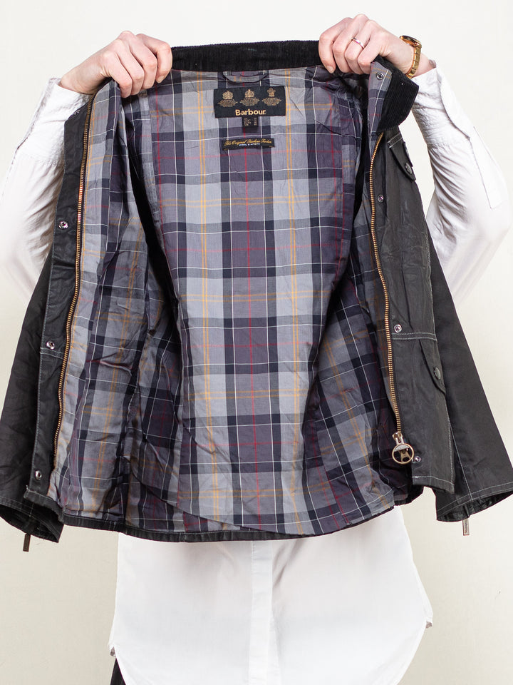Vintage 00's Women BARBOUR Cotton Waxed Jacket in Black - NorthernGrip