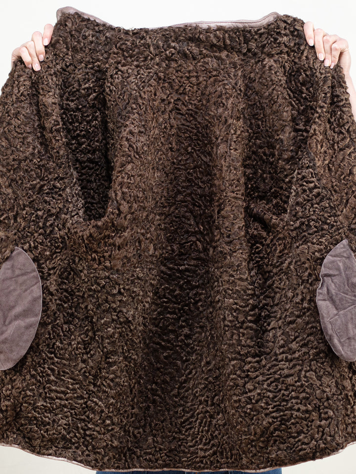 Vintage 80's Women Beige Leather and Fur Coat - NorthernGrip