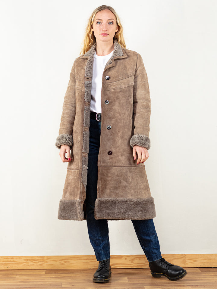 Vintage 70's Women Penny Lane Coat In Dark Beige - NorthernGrip