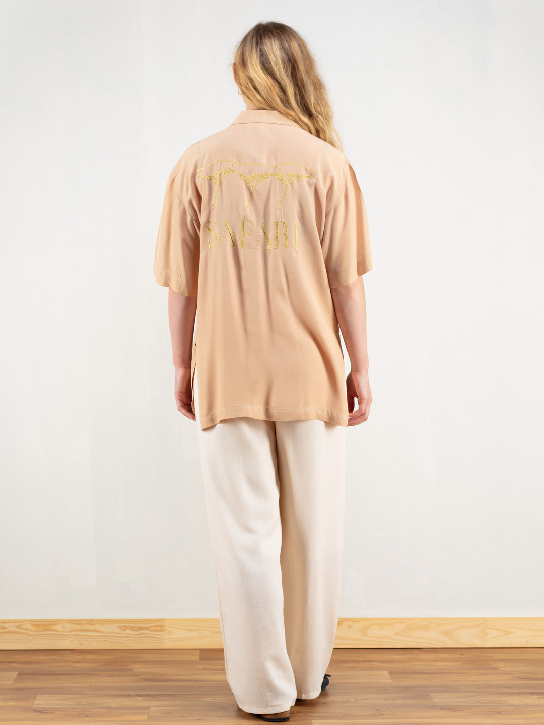 Vintage 80's Women Beige Summer Blouse - NorthernGrip