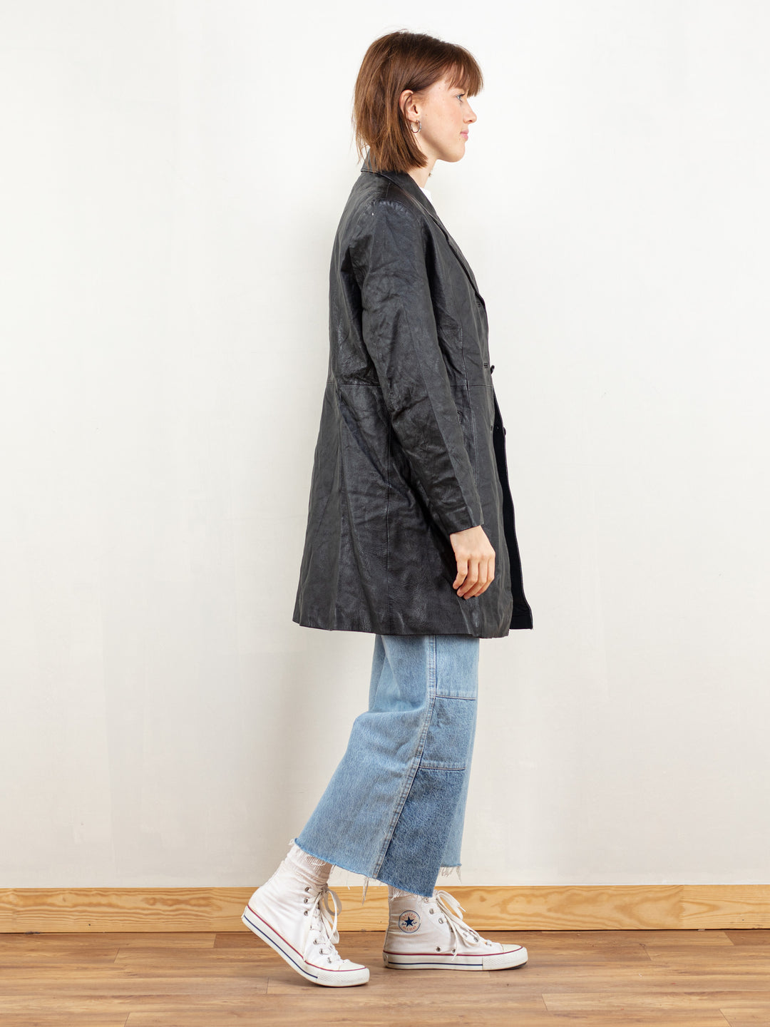 Vintage 80's Women Black Leather Coat - NorthernGrip