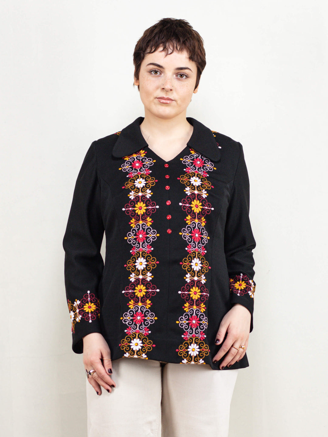 Vintage 70's Women Embroidered Blouse - NorthernGrip