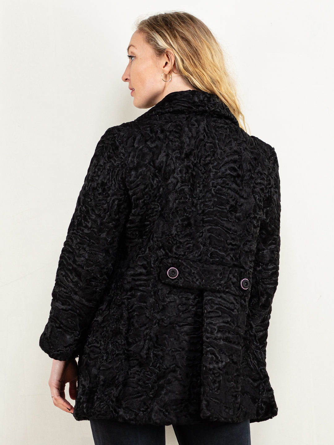 Vintage 60's Women Karakul Fur Coat in Black - NorthernGrip