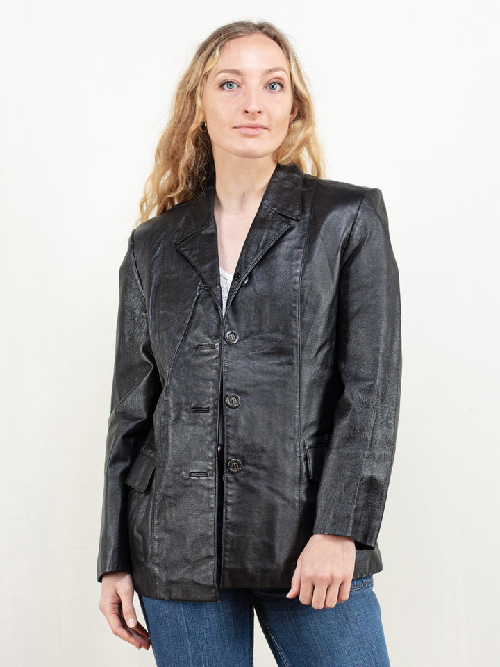 Vintage 80's Women Black Leather Jacket - NorthernGrip