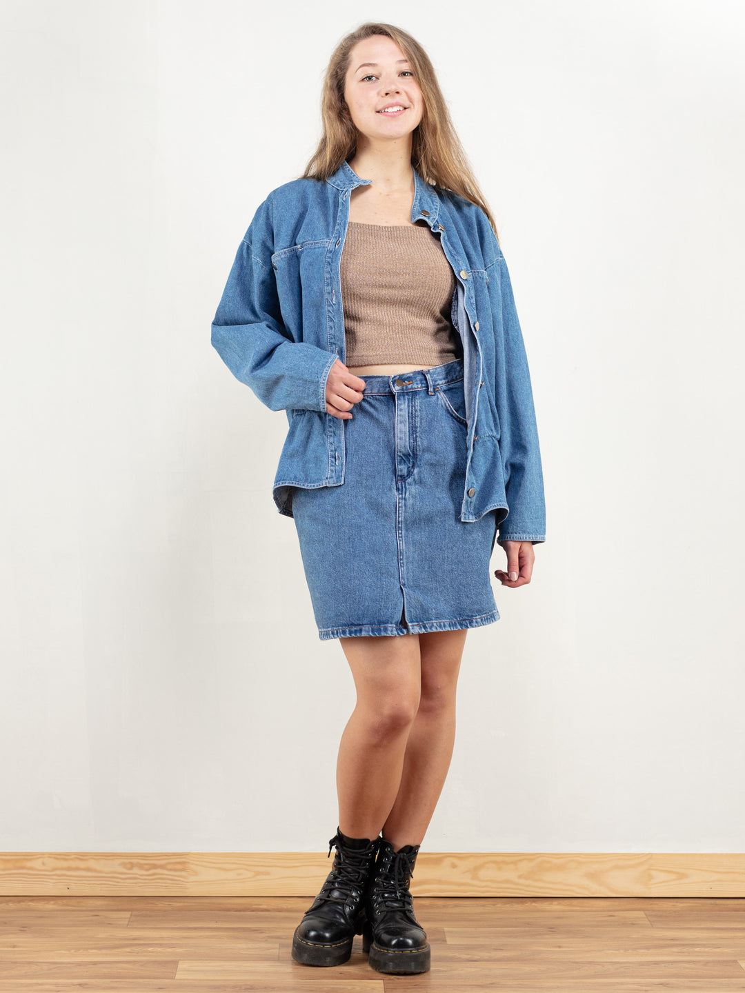 Vintage 90's Women Denim Skirt Set - NorthernGrip