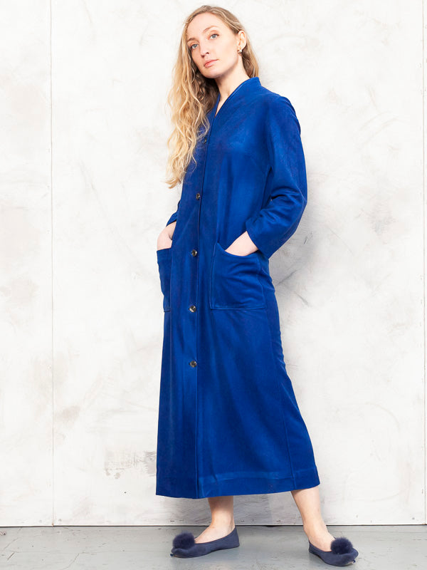Vintage 90's Blue Velvety Women Robe - NorthernGrip