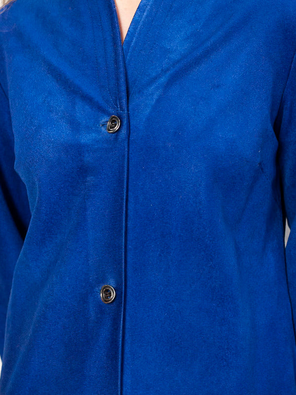 Vintage 90's Blue Velvety Women Robe - NorthernGrip