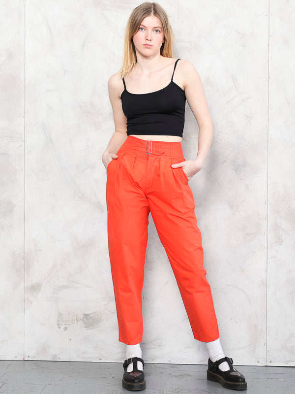 Vintage Women 80's Orange Tapered Trousers - NorthernGrip