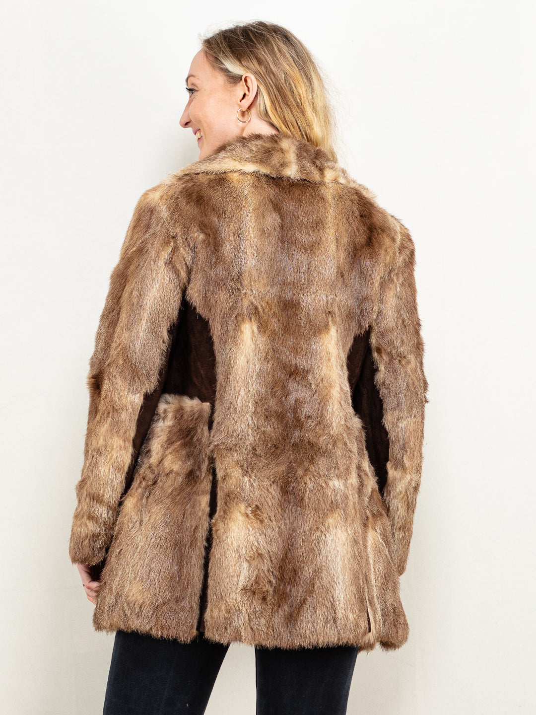 Vintage 70's Women Fur and Suede Coat in Brown - NorthernGrip