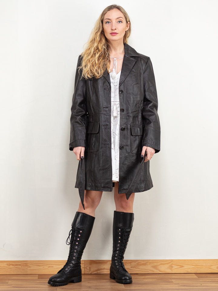 Vintage 90's Women Leather Coat in Brown - NorthernGrip