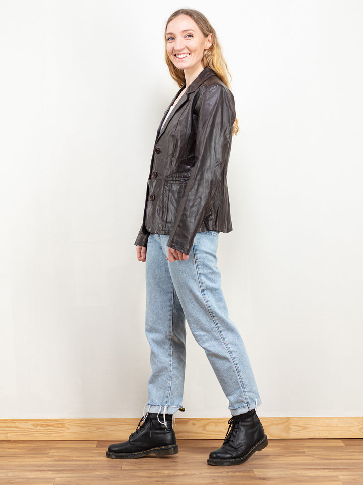 Vintage 90's Women Brown Leather Jacket - NorthernGrip