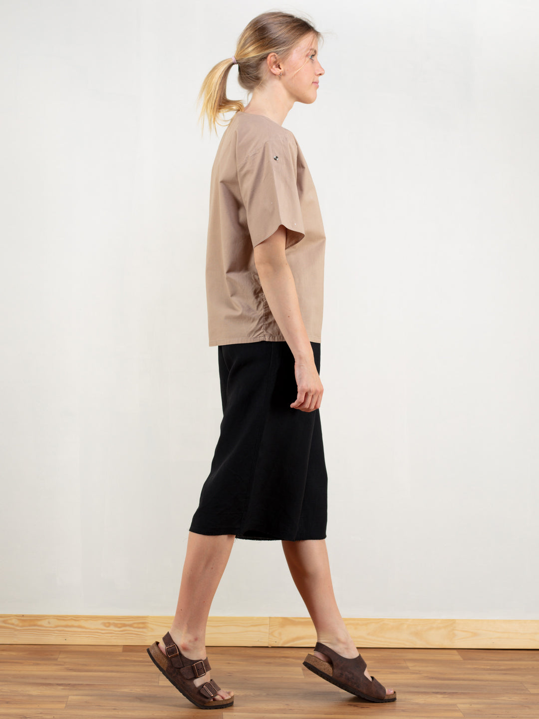 Vintage 70's Brown Cotton Women Shirt - NorthernGrip
